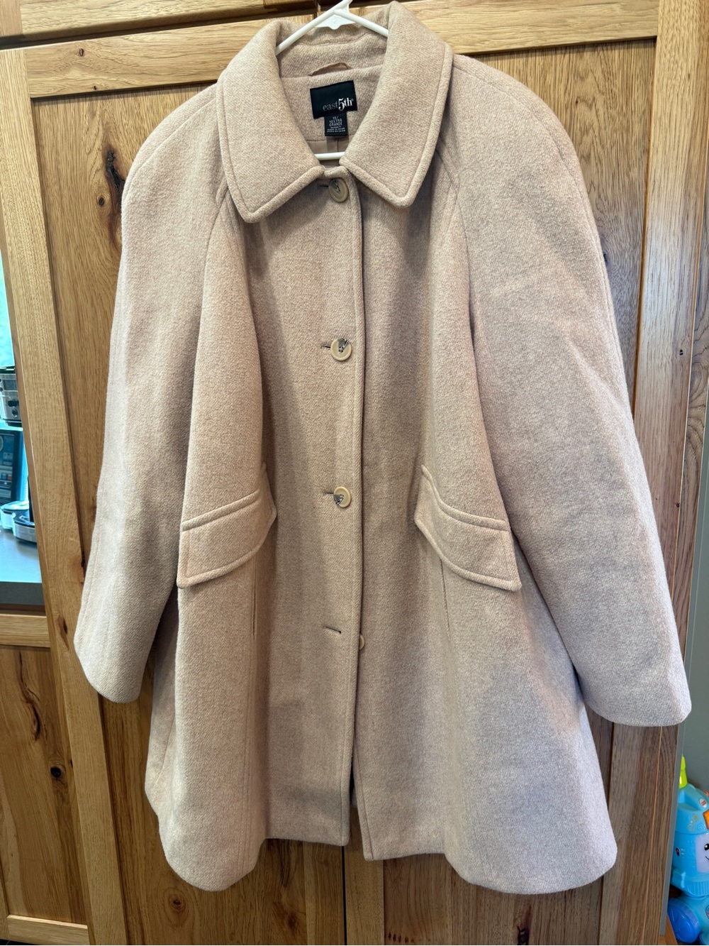 Women's Taupe Wool Blend Swing Coat. 1x